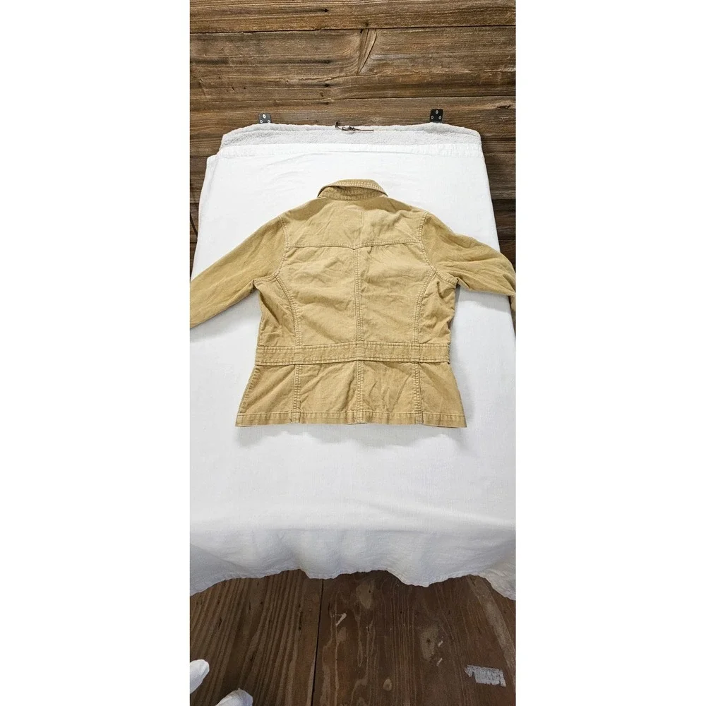 Old Navy Womens Tan Corduroy Button Front Utility Jacket Khaki Size L Cotton